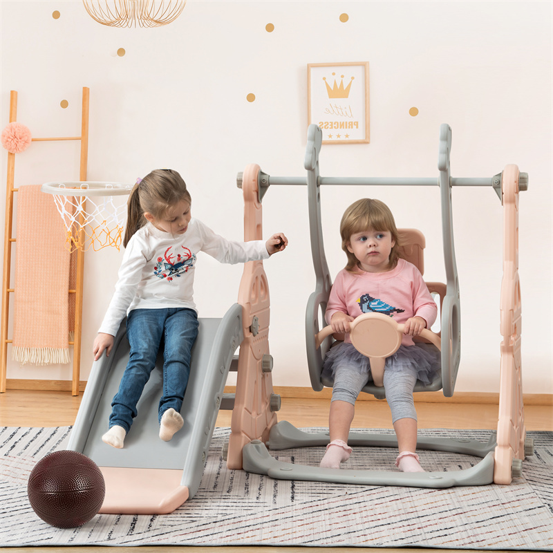 Toboggan Pour Enfants 4 En 1 - Convient Pour L'intérieur Et L'extérieur - Avec Balançoire, Panier De Basket, Toboggan, échelle - Rose 11 Toboggan Pour Enfants 4 En 1 - Convient Pour L'intérieur Et L'extérieur - Avec Balançoire, Panier De Basket, Toboggan, échelle - Rose -Pas Cher Clair Jardin Magasin