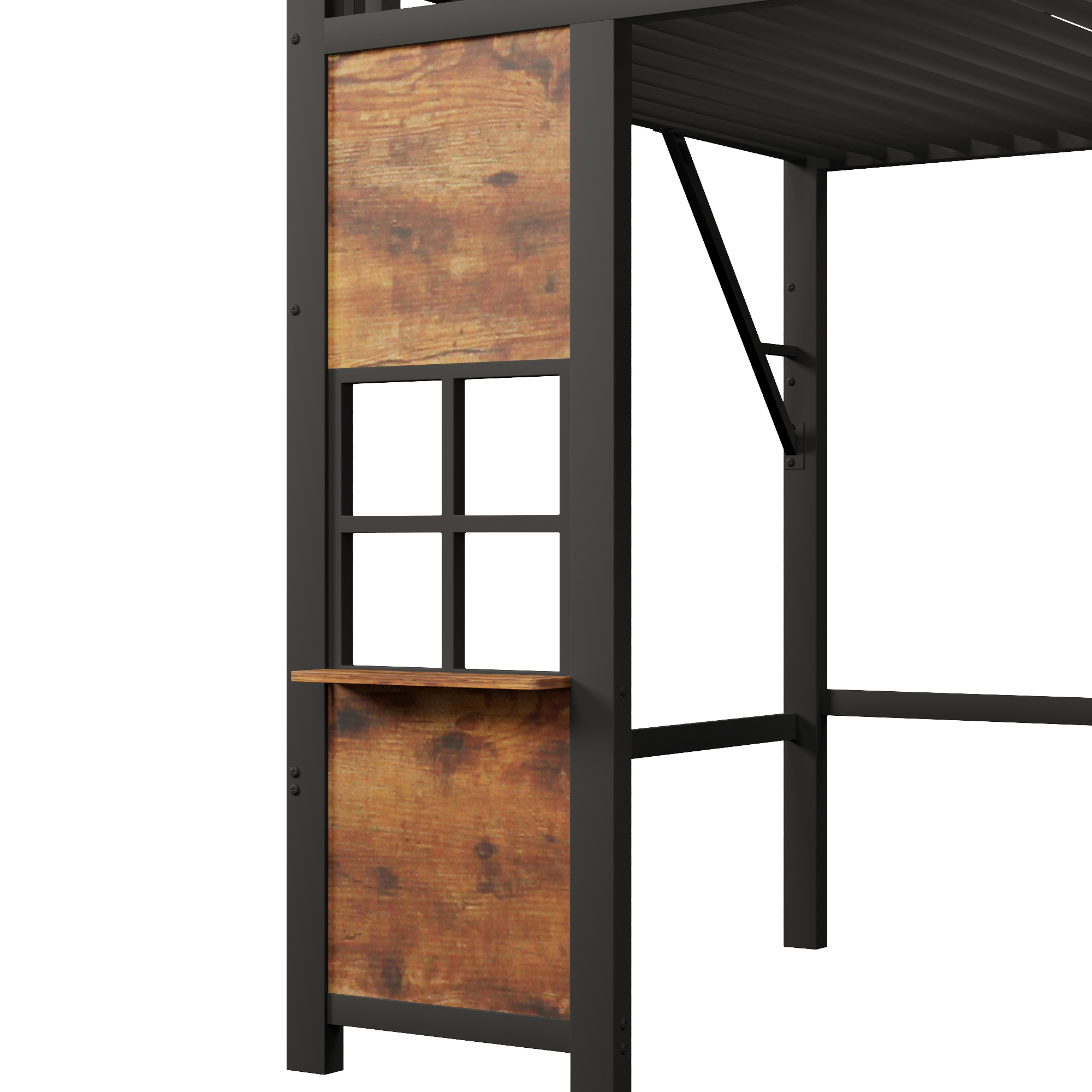 Paroi latérale du lit mezzanine noir avec tablette intégrée