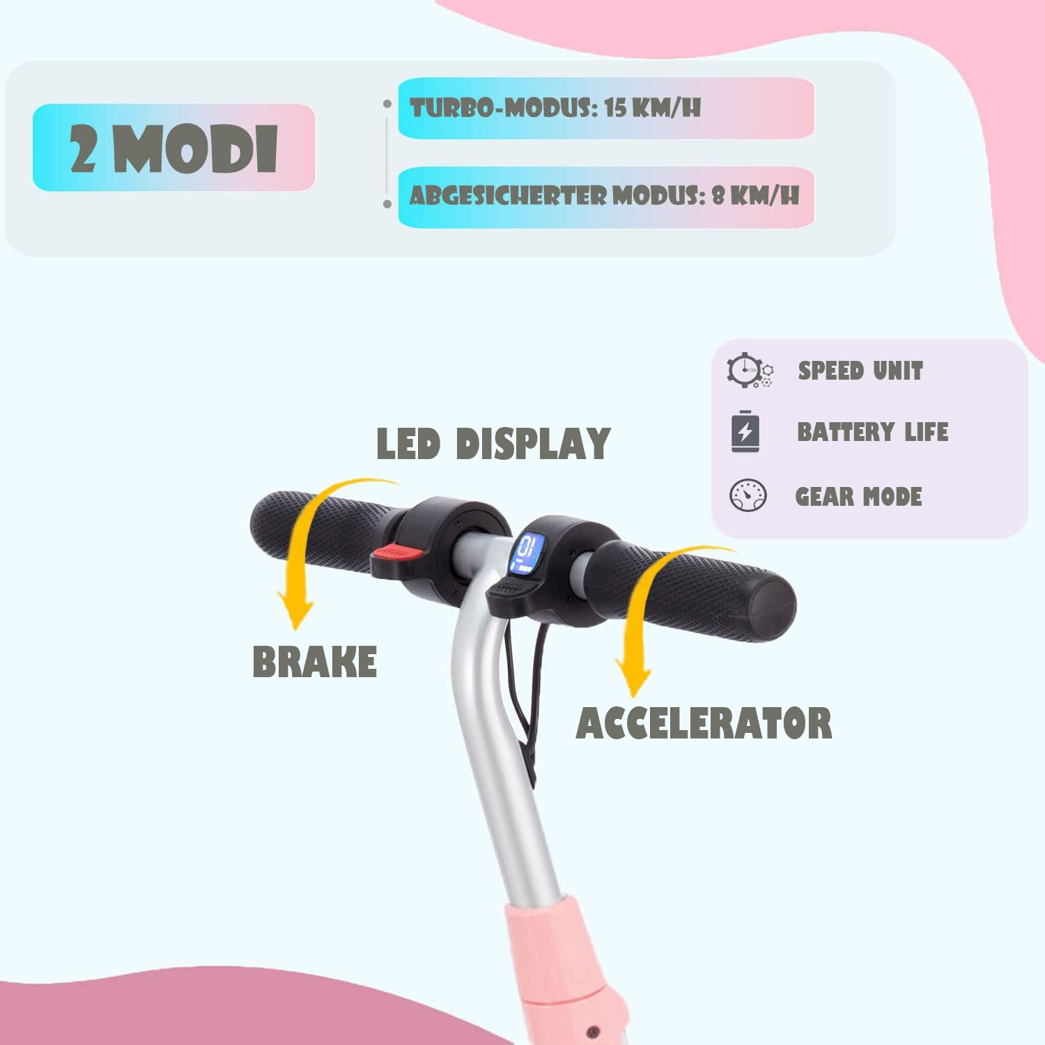 RCB Trottinette électrique Enfant âge 8-12-16 Ans Seul 7,55 Kg Pliable Hauteur Ajustable Cadeau