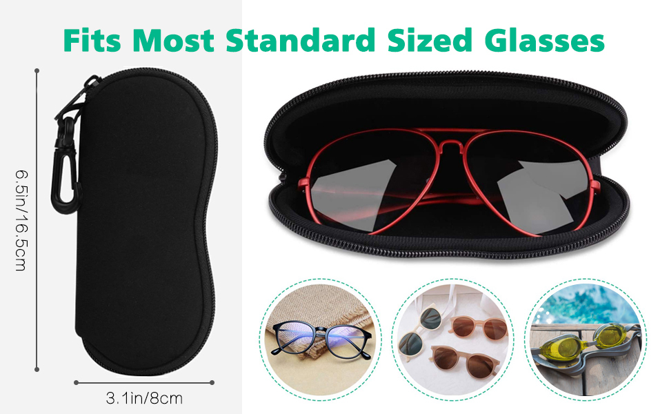MoKo Sunglasses Soft Case Ultra Light Neoprene Zipper Eyeglass Case with Belt Clip 