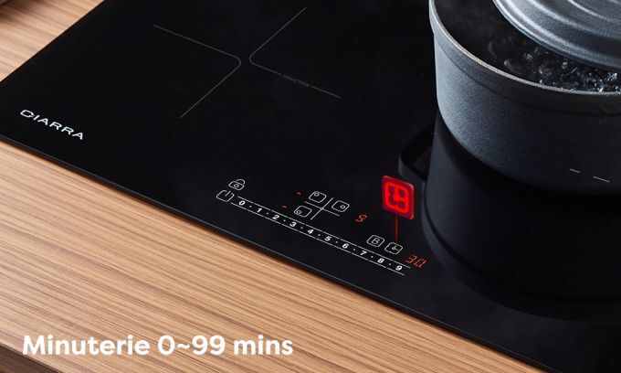 CIARRA CD3BBIH Plaque Induction 3 Foyers - Boosters - 6200W - Commandes Sensitives - 9 Niveaux - Minuteur - L 59cm 15 ciarra plaque de cuisson 3 zones