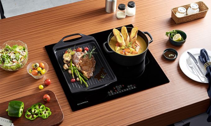 CIARRA CD3BFBIH Plaque Induction 3 Foyers - Flexizone - Boosters - 6500W - Affichage Digital - 9 Niveaux - Minuteur - L 59cm 10 ciarra plaque induction 3 foyers modulable