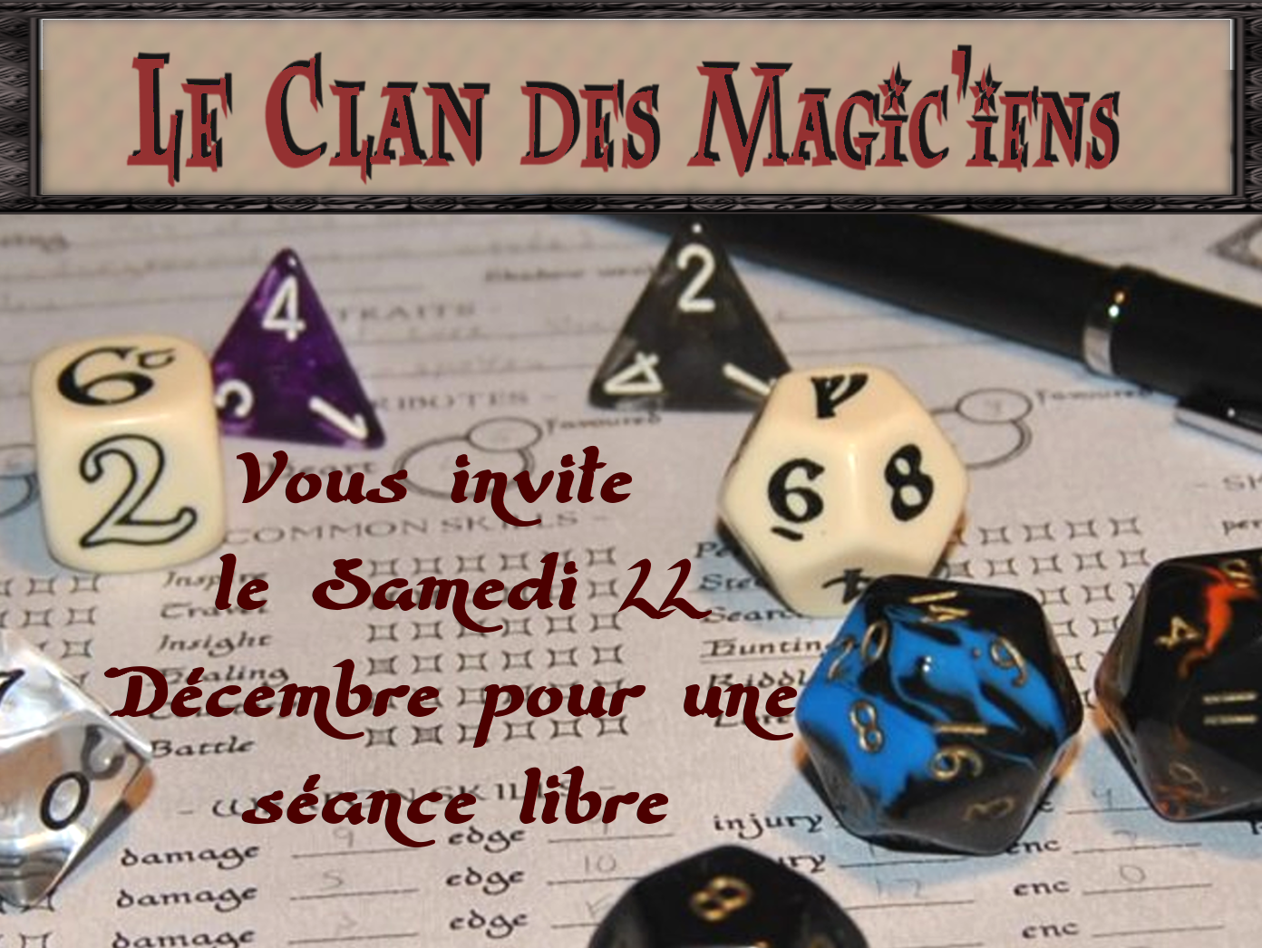 Samedi 22 Décembre : Séance libre à partir de 14 h 2Grdr