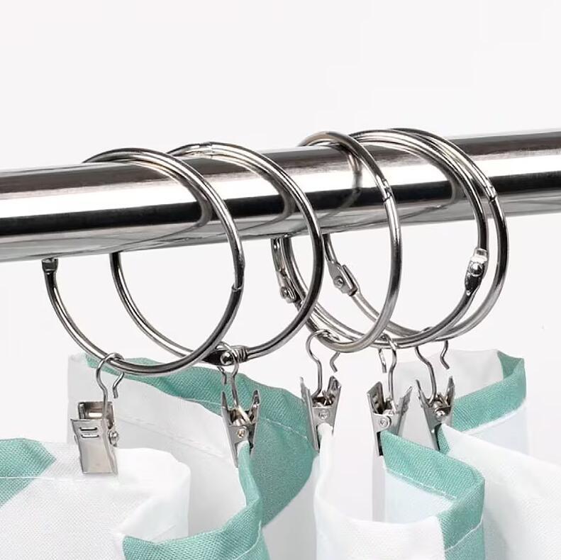 Kit da 20 anelli per tende neri, ganci per tende da doccia, anelli per tende, clip in metallo, accessori per tende, 4,0 x 38 mm | Leroy Merlin