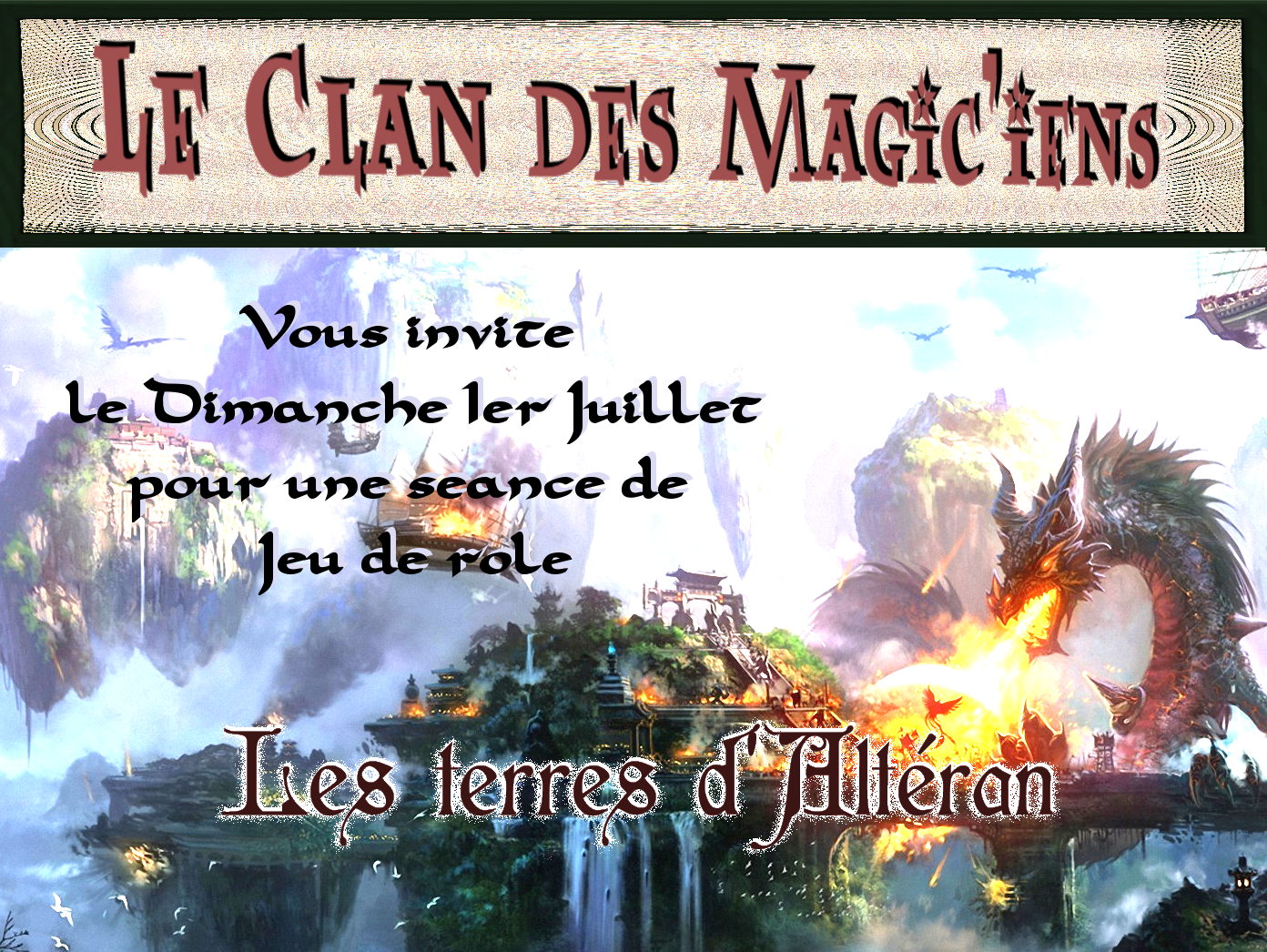 Dimanche 1er Juillet : Jeu de rôle à partir de 14 h ( Les Terres d'Altéran) 2n2DN