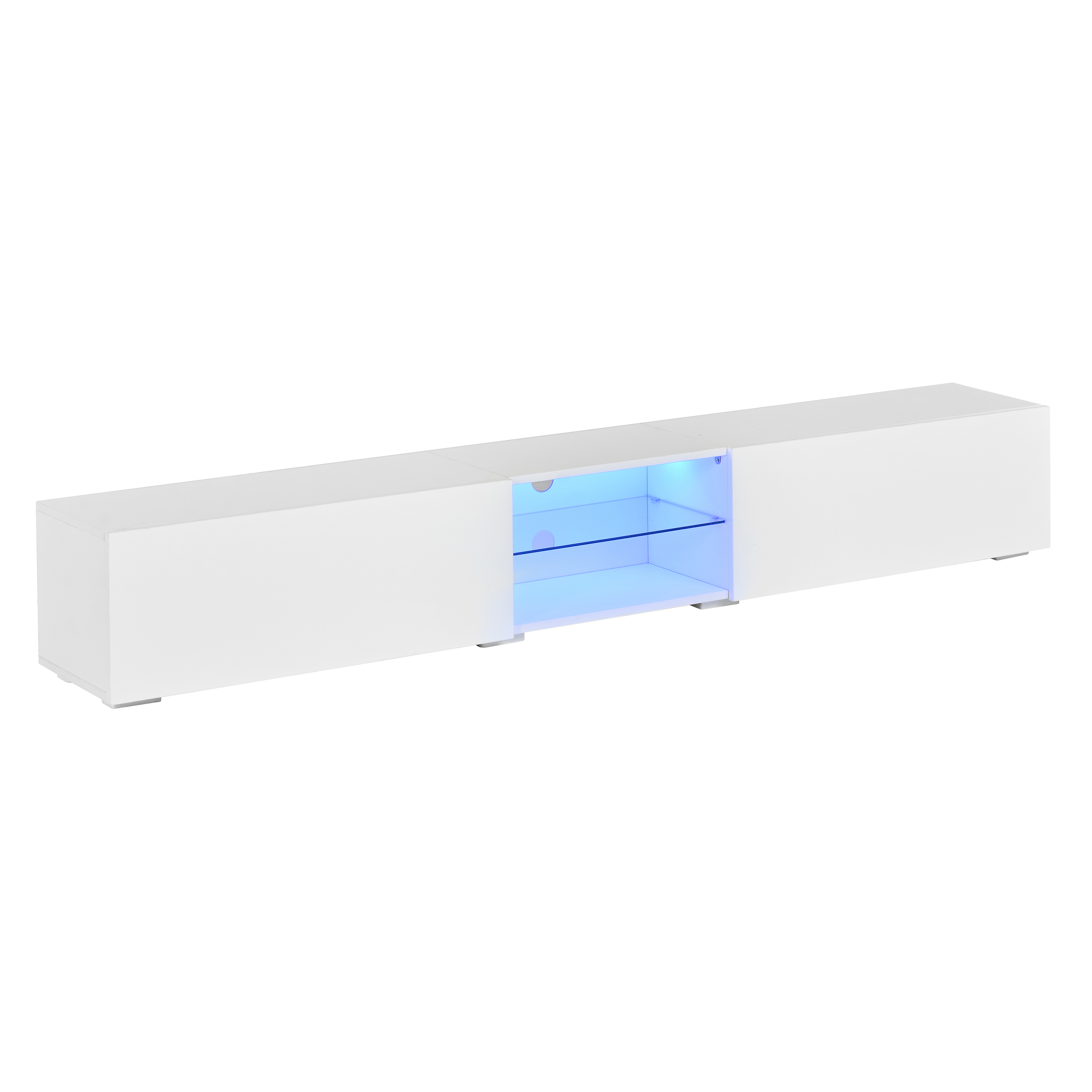 Niche centrale avec tablette transparente du meuble TV