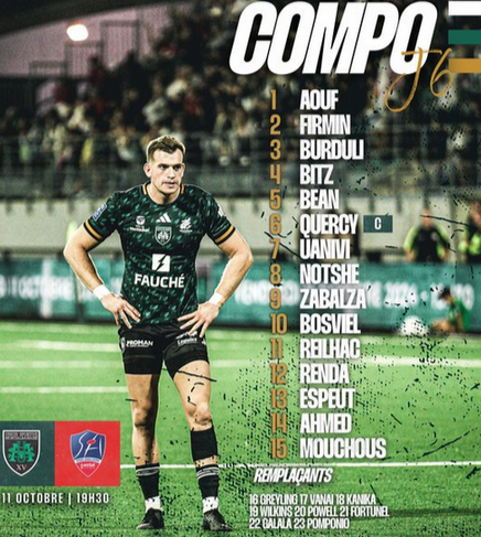 INFOS ce VENDREDI 11 OCTOBRE (Matinée) > Pro D2 - J6 > Jour de reprise ce soir pour les Sapiacains > USM / AURILLAC ce soir 19H30 à Sapiac <> Retrouvez les COMPOS – ACTUS USM et Pro D2 <> RÉSULTAT hier soir en match d'ouverture > SU.AGEN 20 - 10 US.DAX 38jpxr