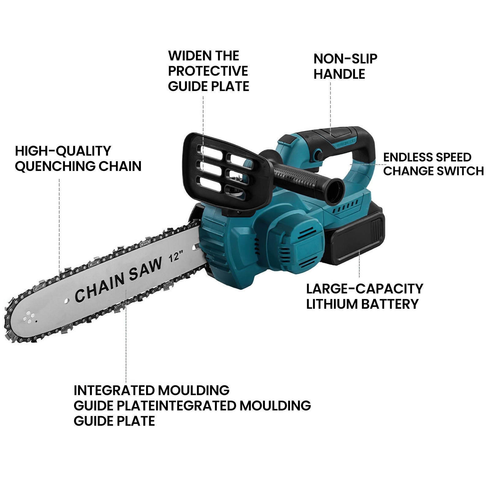 YARDCARE Tronçonneuse Sans Fil 12 Pouces 1200W Moteur Brushless - Batterie 4Ah, Écran LED, Lubrification Auto, Anti-Rebond