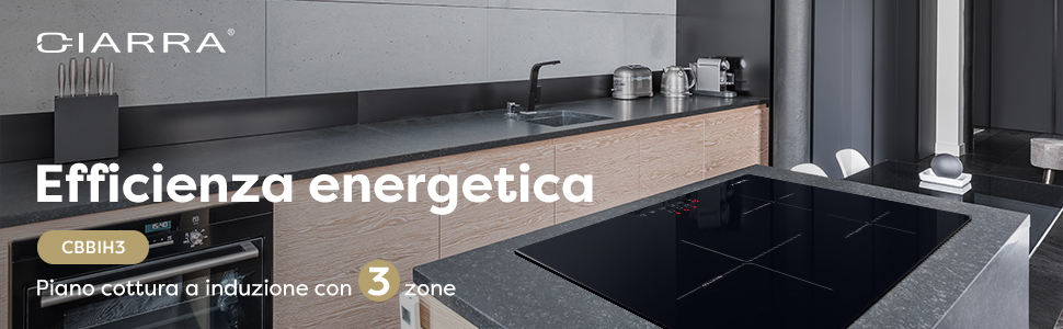 CIARRA Piano Cottura A Induzione Incasso 3 Zone - 7000W In Totale, Controllo Touch, Sicurezza Bambini - Nero 12 CIARRA PAINO COTTURA 3 ZONE