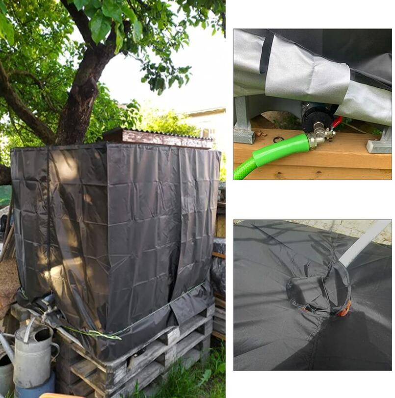 Cubierta para tanque de agua, cubierta para tanque IBC para tanque de 1000 L, cubierta protectora para contenedor de tanque de agua, antipolvo, anti-UV, anti-lluvia, 120x100x116cm (negro) - details 4