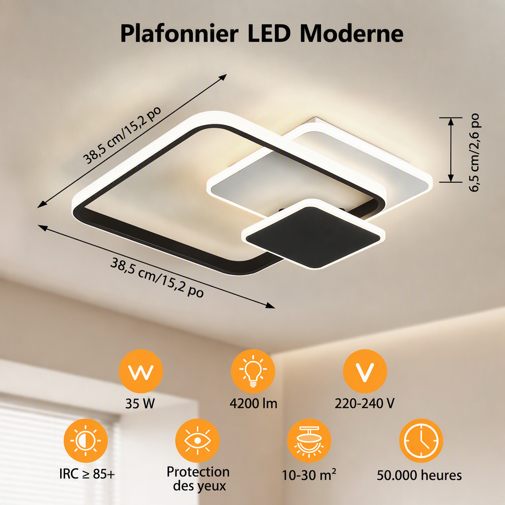 Plafonnier LED dimmable design géométrique