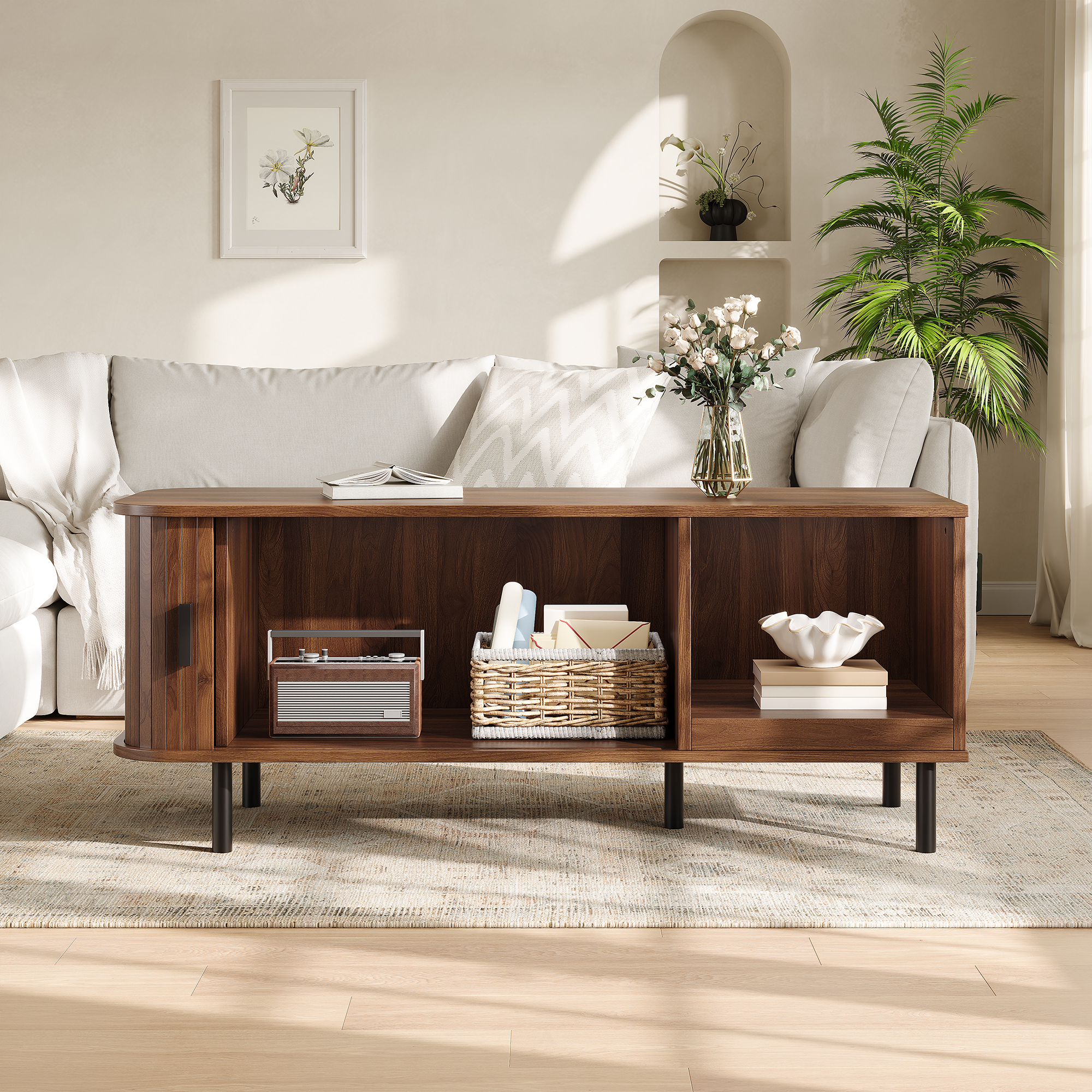 Plateau spacieux de la table basse marron