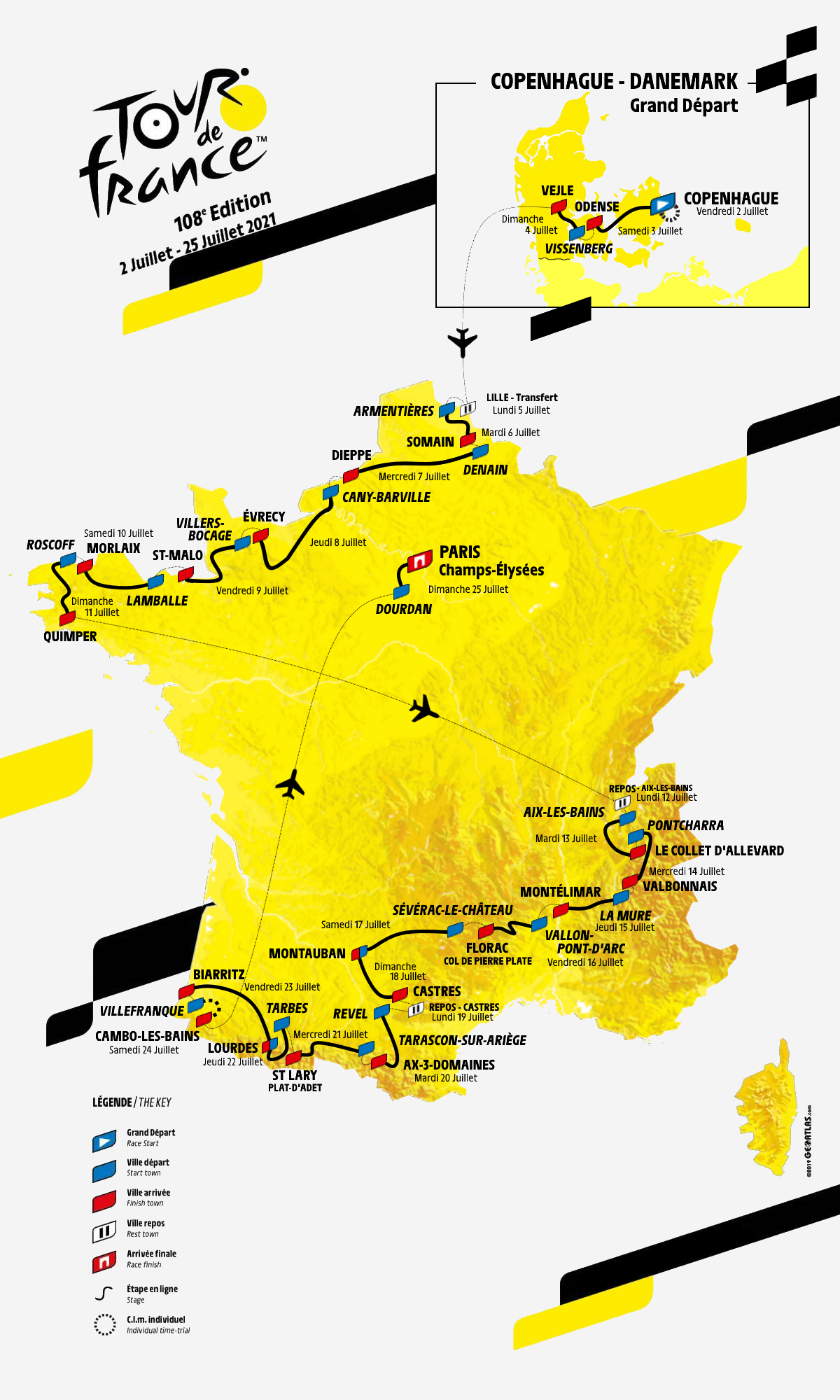 Détaillée Tour De France 2021 Parcours Officiel – Calendrier Vacances 2021