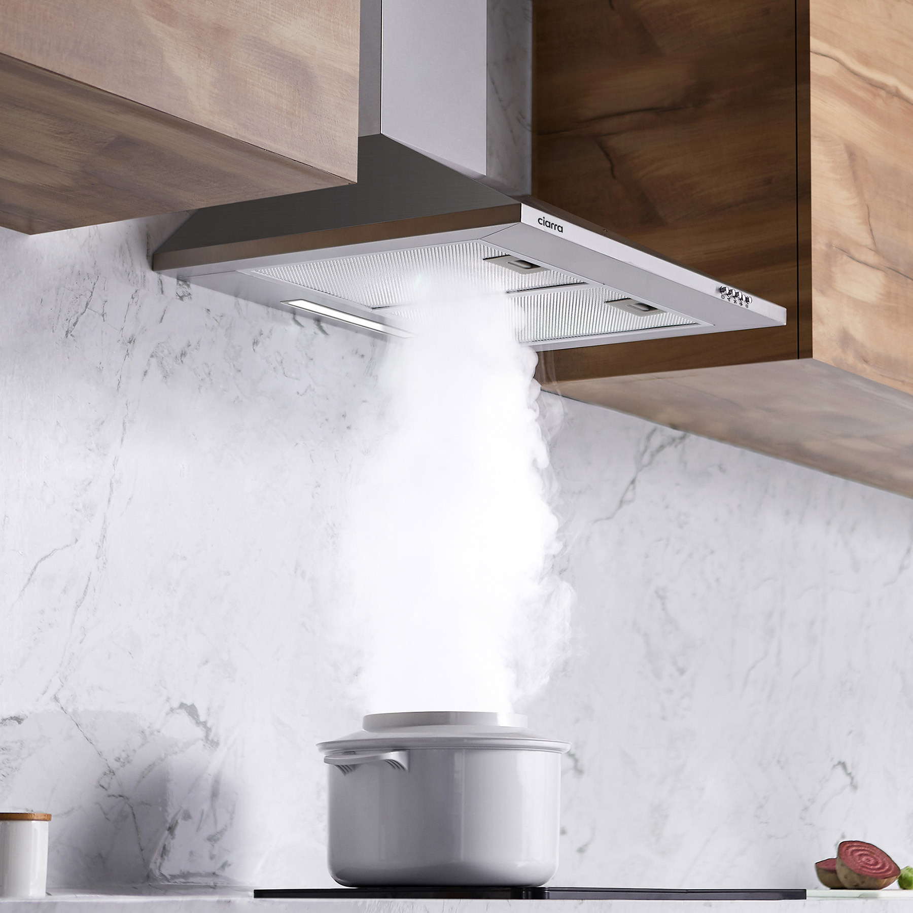 CIARRA Hotte Aspirante Murale 60cm 2pcs Filtre A Charbon 370m3/h Recyclage Ou Evacuation 3 Vitesses 201SS60 Inox 11 ciarra hotte aspirante
