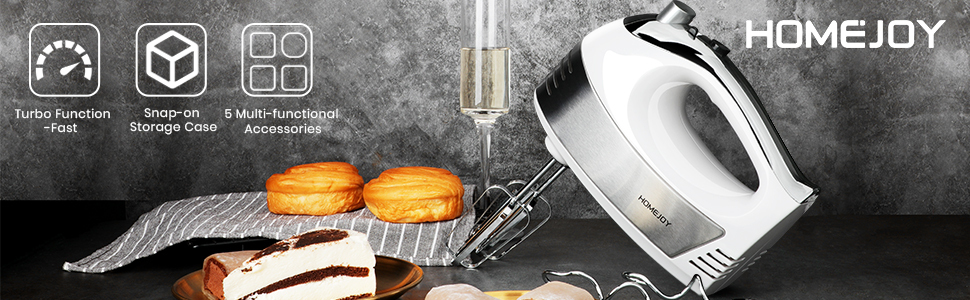 Conlida Hand Mixer Electric Upgraded Kitchen Handheld Mixer for Baking Cake Egg Cream Food Beater Turbo Boost / Self-Control Speed + 5 Speed + Eject B