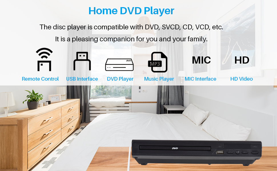 DVD-225 Home DVD player, USB, multi format with remote. new