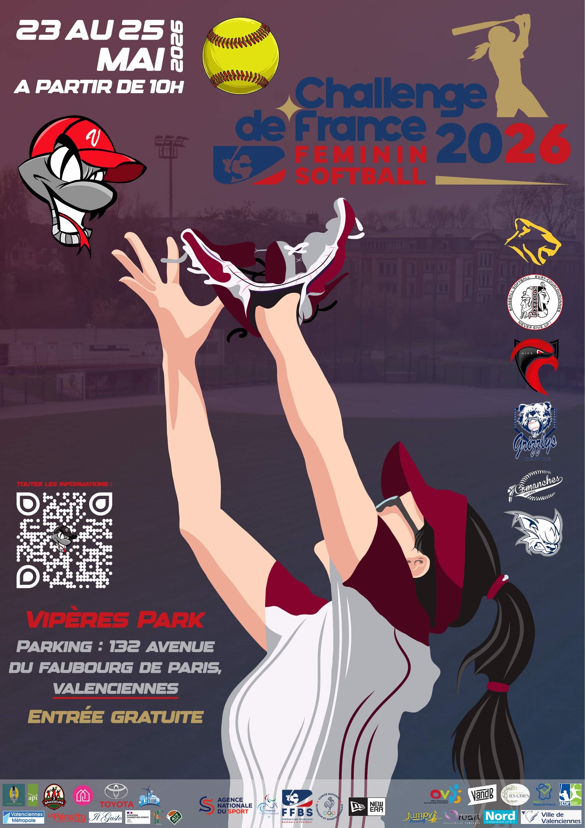 Affiche Challenge Softball Féminin 2026 Valenciennes