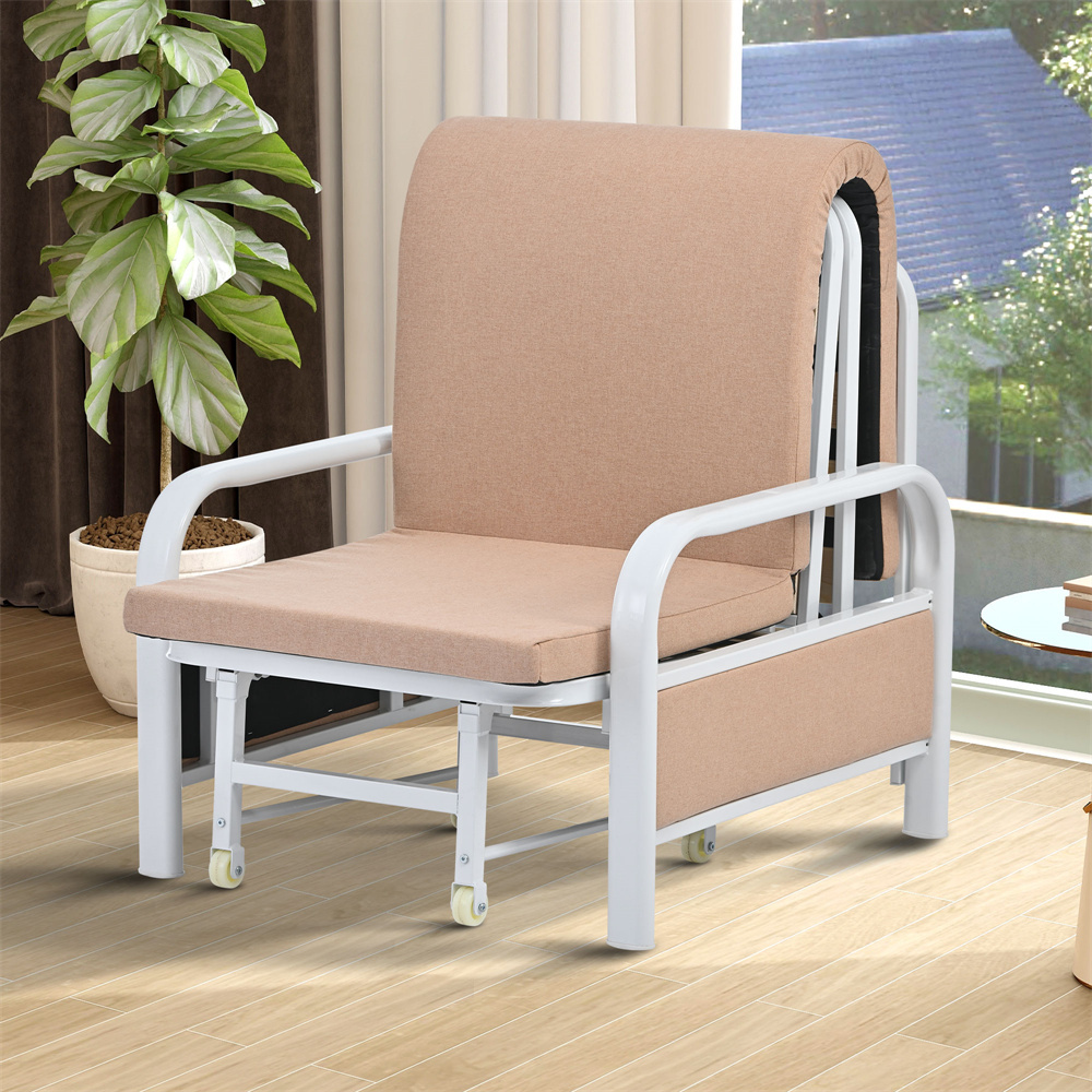 Fauteuil Convertible - Fauteuil Chauffeuse Canapé-lit Convertible 1 Place Chaise Longue Pliable Cadre En Fer + Sponge + Tissu En Lin - Brun 12 Fauteuil Convertible - Fauteuil Chauffeuse Canapé-lit Convertible 1 Place Chaise Longue Pliable Cadre En Fer + Sponge + Tissu En Lin - Brun -VIDAXL || Songmics Soldes