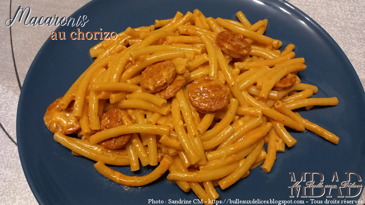 Macaronis au Chorizo - Ma Bulle aux Délices Macaronis au Chorizo - Ma Bulle aux Délices
