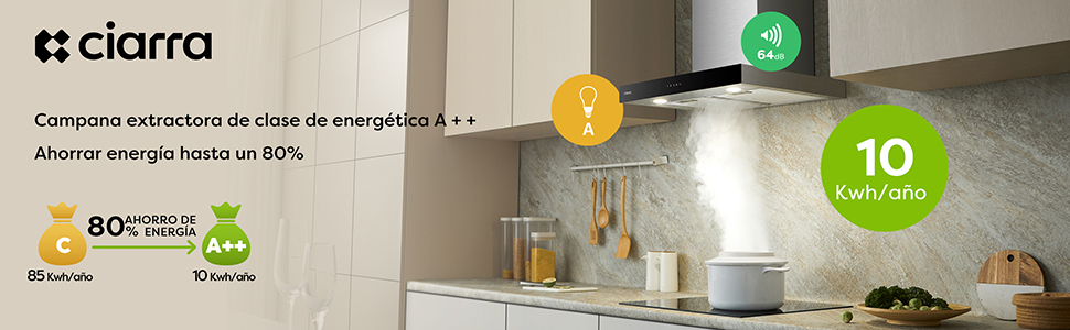 CIARRA Cappa Aspirante Touch Control 60cm CBCS6102 - Nero Con Capacità Di Aspirazione Di 650 M³/h 12 CAPPA ASPIRANTE CLASSE A++ 60CM