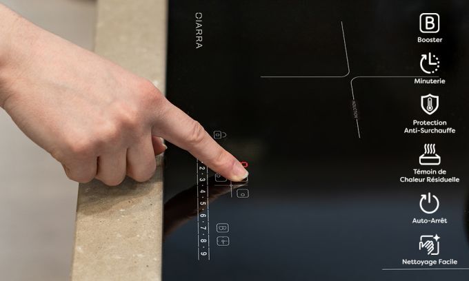 CIARRA CD3BBIH Plaque Induction 3 Foyers - Boosters - 6200W - Commandes Sensitives - 9 Niveaux - Minuteur - L 59cm 13 ciarra plaque induction 6200W