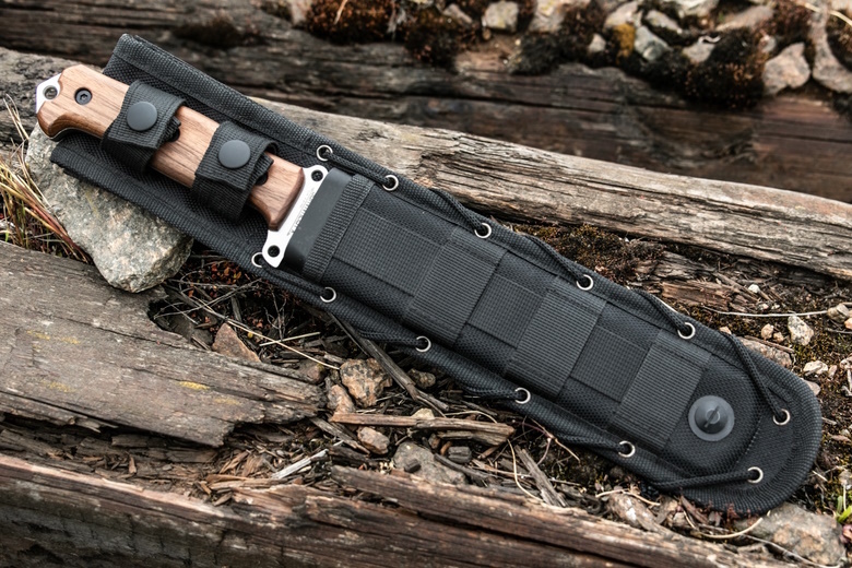 Couteau Kizlyar Survivalist Lame Acier AUS-8 Manche Bois Etui Nylon Compatible Molle KK0241 7 Image