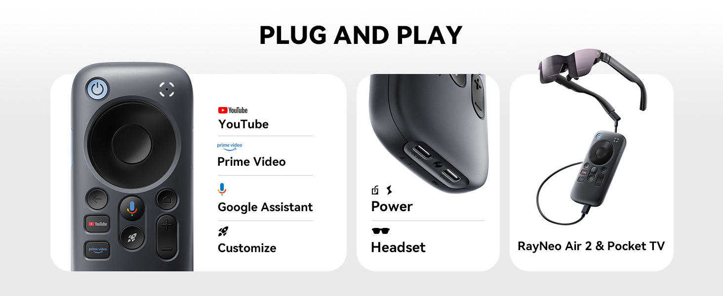 RayNeo Pocket TV – Dispositivo GTV Portátil Certificado (No para Netflix), Compatible con Gafas AR/XR Air 3s/Air 2s/Air 2, Smart TV Portátil con Wi-Fi y Múltiples Series de TV/Películas