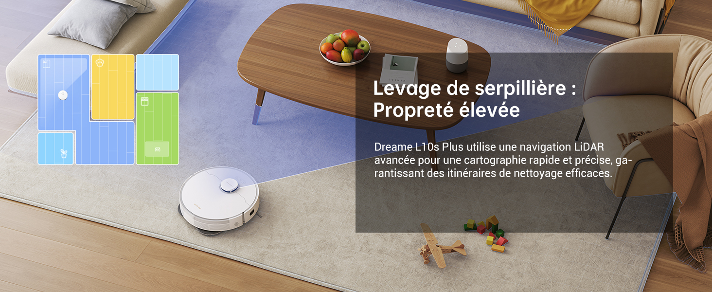 Dreame D10S Plus - Robot Aspirateur avec base de vidage automatique Grise