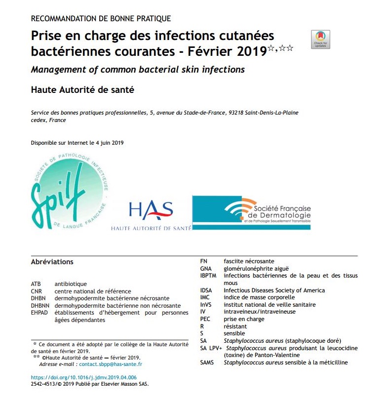 Prise en charge des infections cutanées bactériennes courantes - Février 2019  EQkND