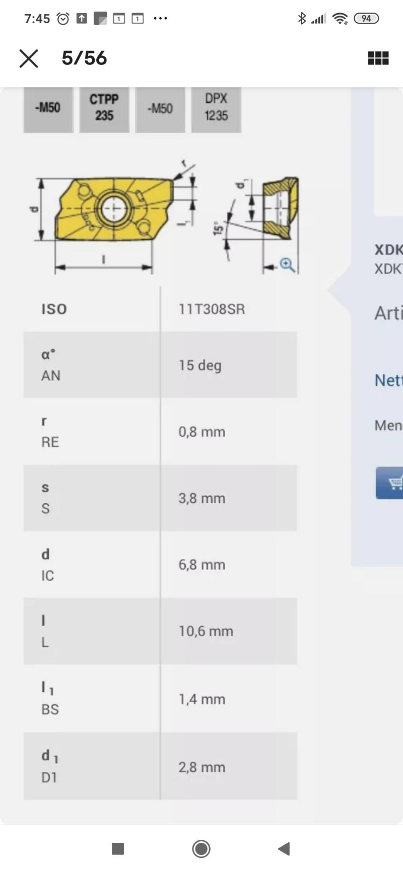 Cherche plaquettes XDHT ou XDKT 11 T3 NbDKP