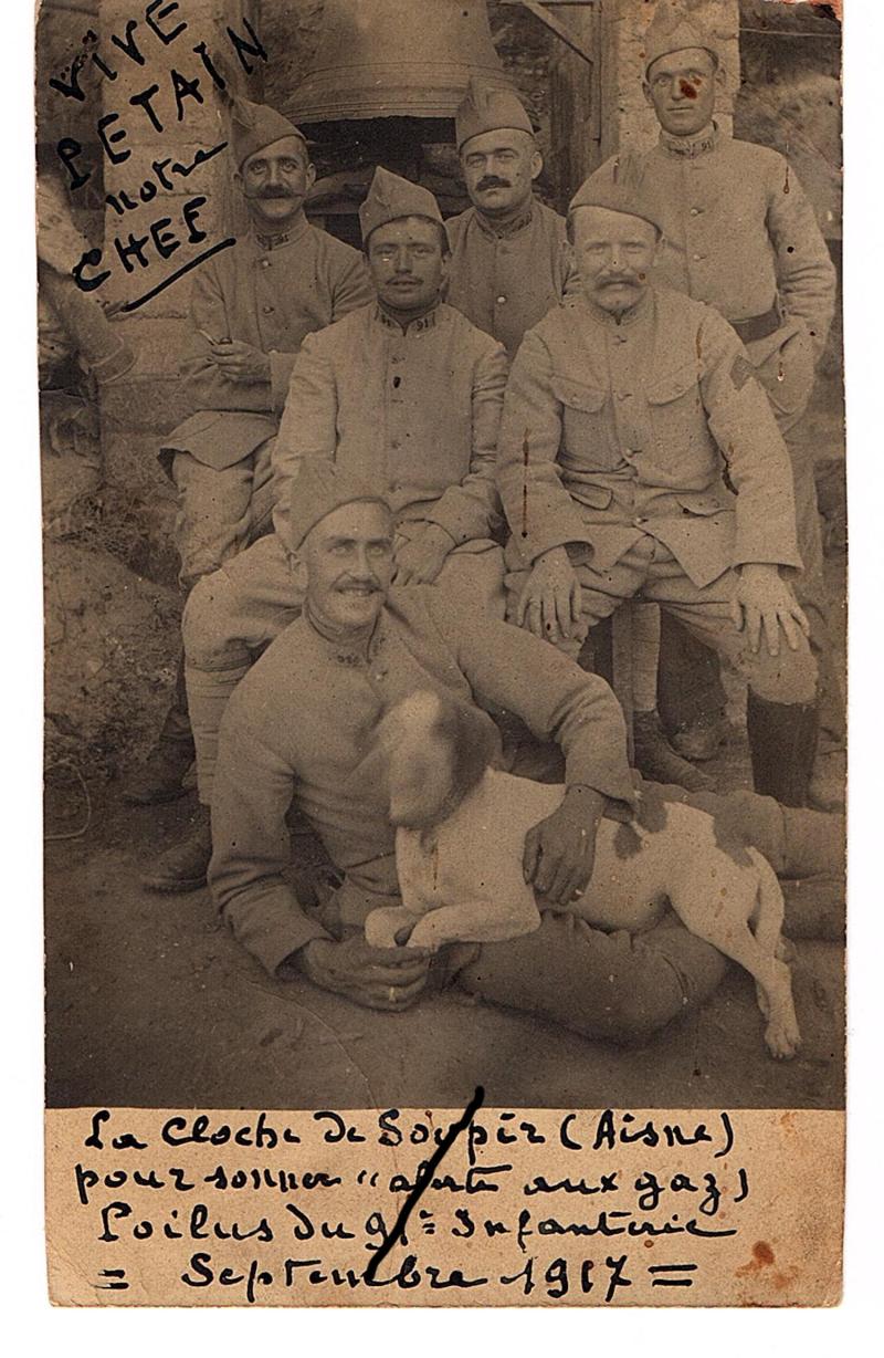 (P) photo avec soldats du 76 ri, la cloche de Soupir, Aisne, septembre (vendue) O9l95r