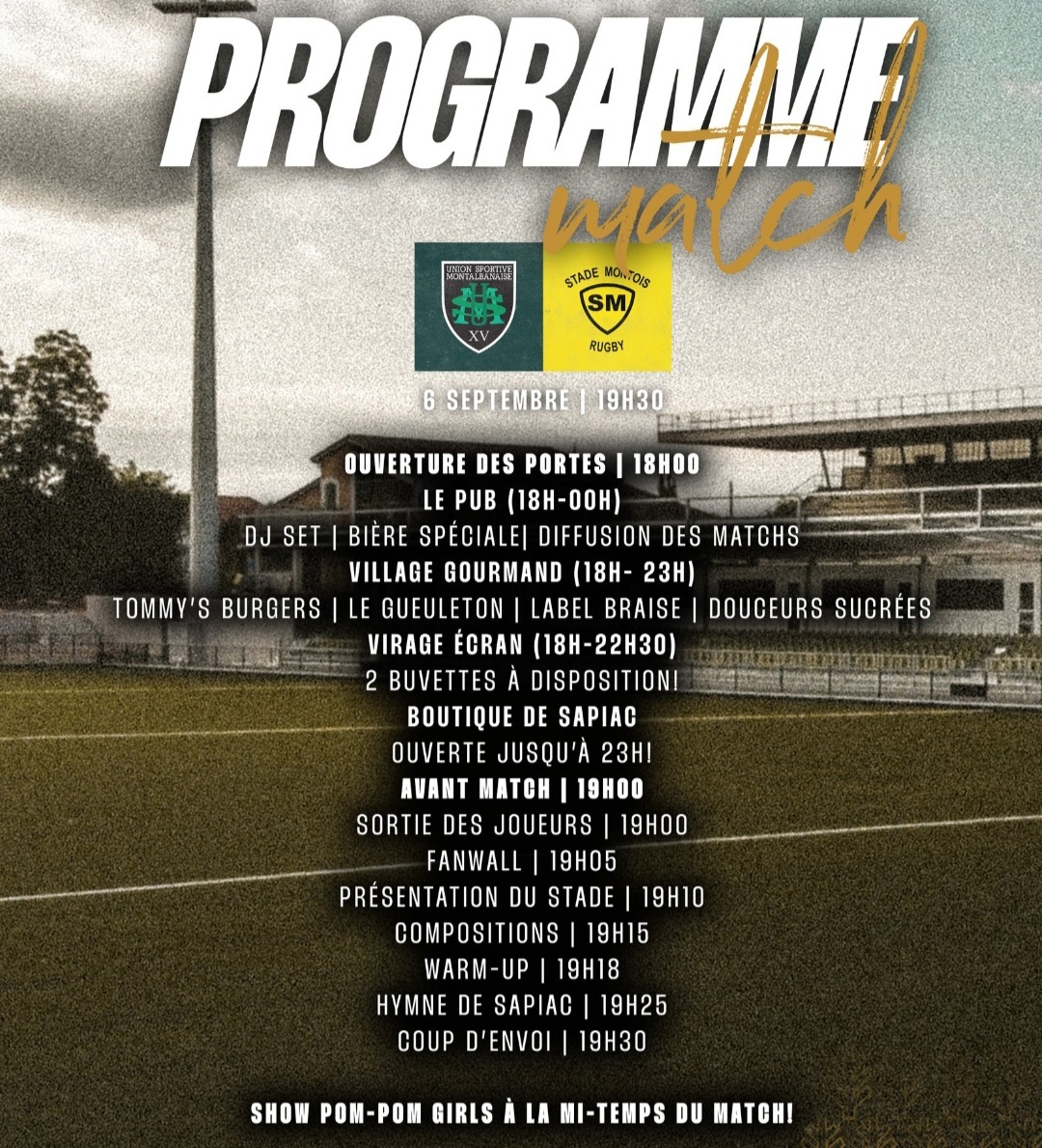 INFOS ce JEUDI 05 SEPTEMBRE (Soirée) > Pro D2 - 2ÈME Journée > J -1 du Match pour le rachat > USM / MONT de MARSAN ce Vendredi 19H30 Stade de Sapiac  > Les COMPOS <> Du CÔTÉ de SAPIAC <> En Match d'ouverture ce soir 21H > BÉZIERS / BIARRITZ 82hmfj