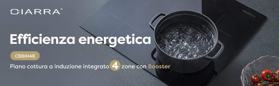 CIARRA Piano Cottura A Induzione Da Incasso Con 4 Zone E Funzione Boost - Nero, 7000W, Controllo Touch 12 CIARRA PAINO COTTURA 4 ZONE CON BOOST