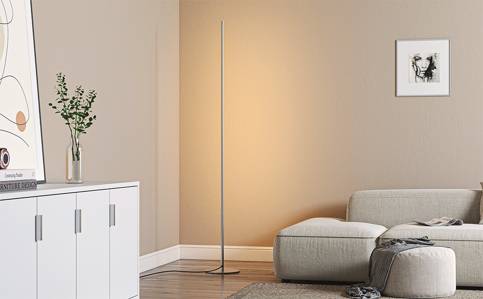 Lampadaire Sur Pied EDISHINE Avec Abat-Jour Lin - Télécommande, Gradation Continuë - 165cm - Pour Salon, Chambre
