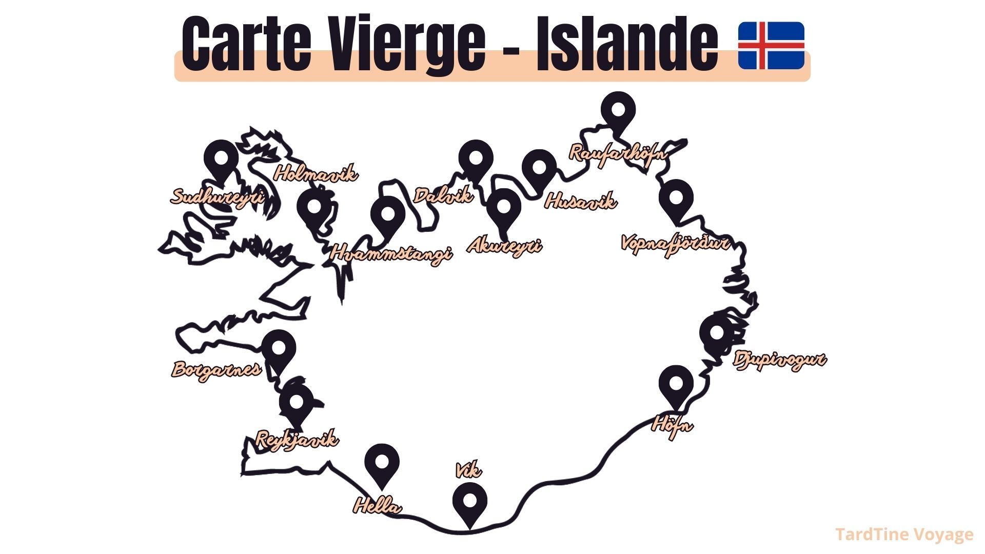 carte vierge road trip islande