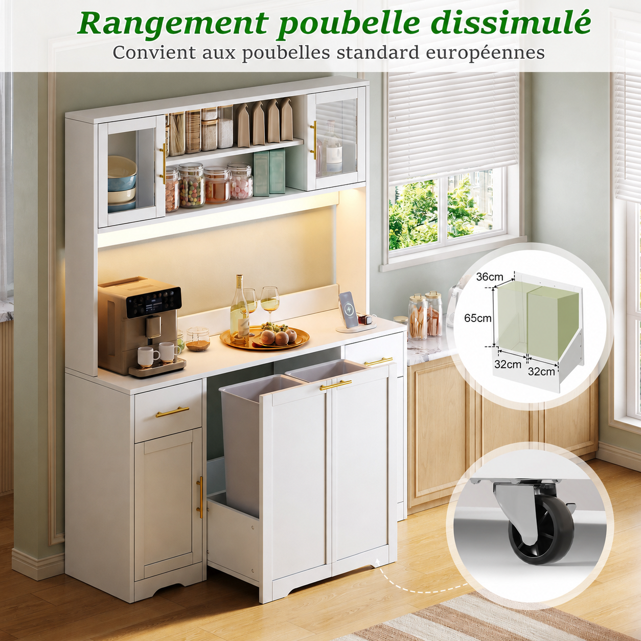 Double poubelle coulissante