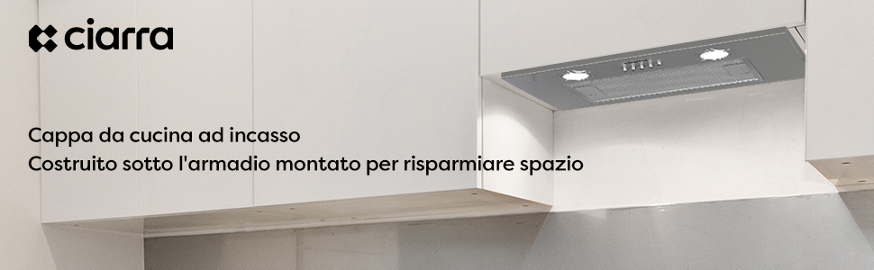 CIARRA Cappa Cucina Incasso 52Cm 913ASS52 12 CIATTA CAPPE SOTTOPENSILE 52CM