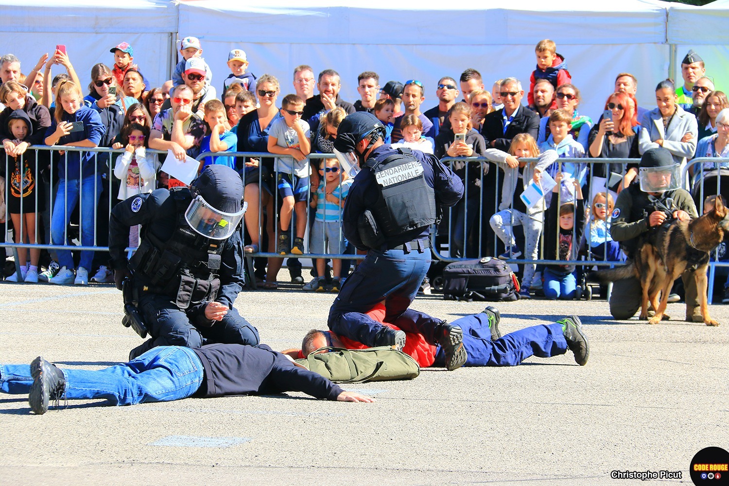 Simulation d'une intervention face aux visiteurs