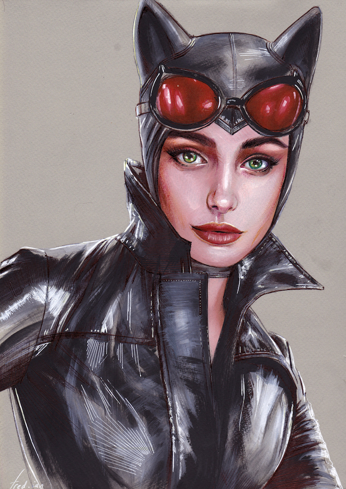 CATWOMAN, SCARLET WITCH, WONDER WOMAN and POISON IVY SKETCHES Oil painting ...