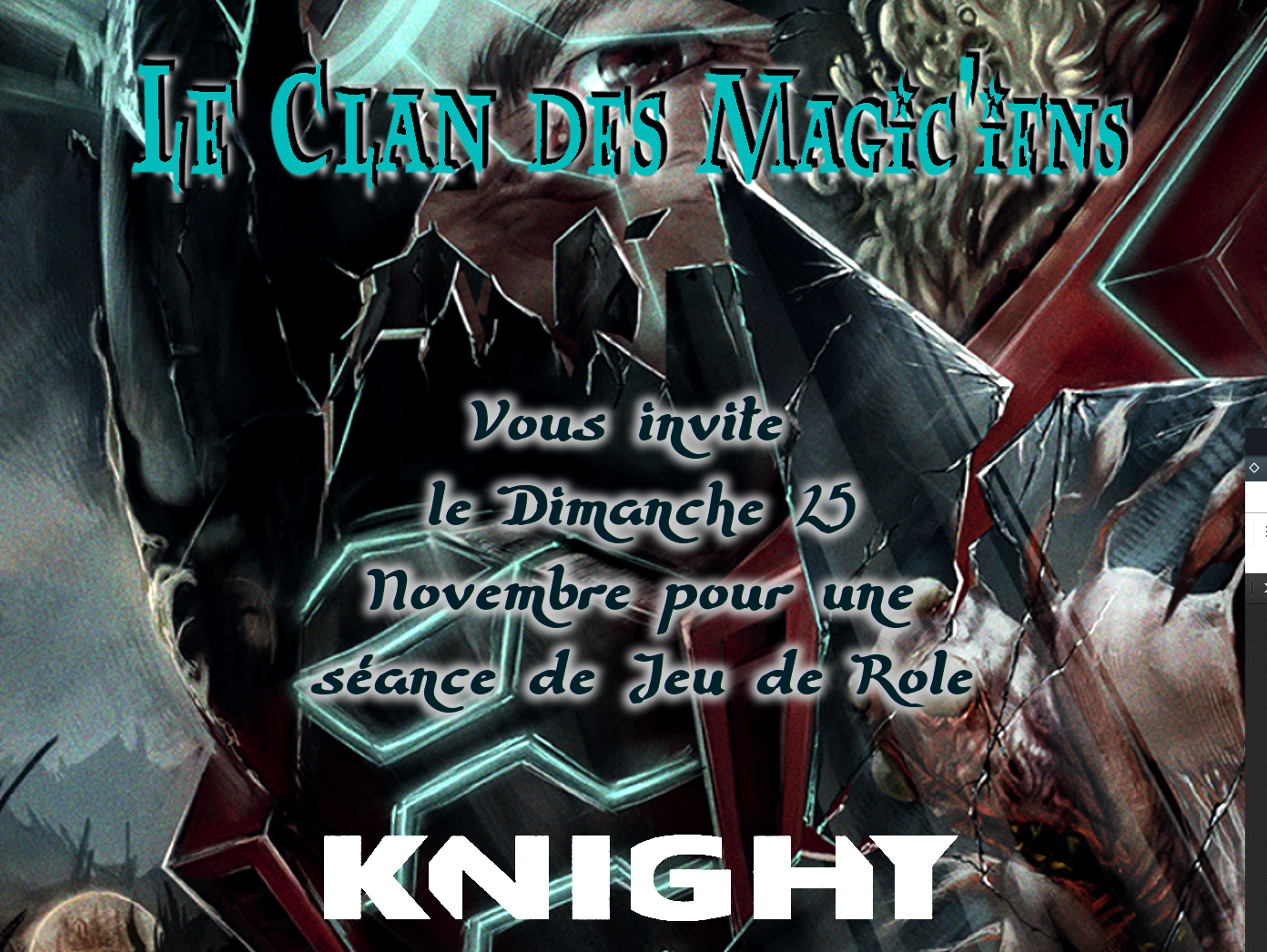 Dimanche 25 Novembre : Jeu de rôle (Knight) à partir de 14h Y9KJE