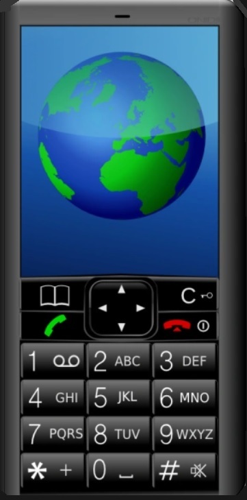 Un appareil mobile avec le globe terrestre en fond d’écran