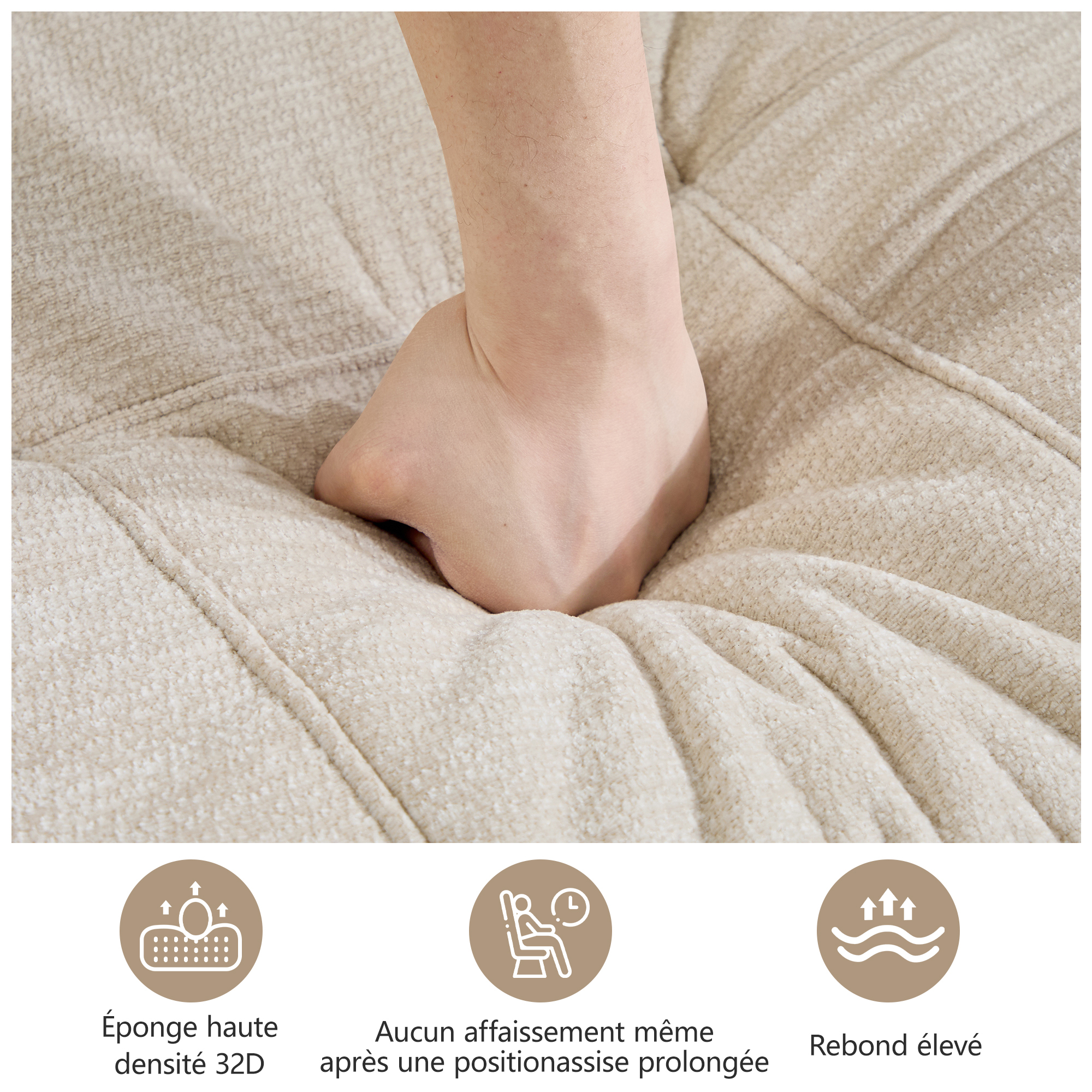 Assise matelassée du canapé modulable vert