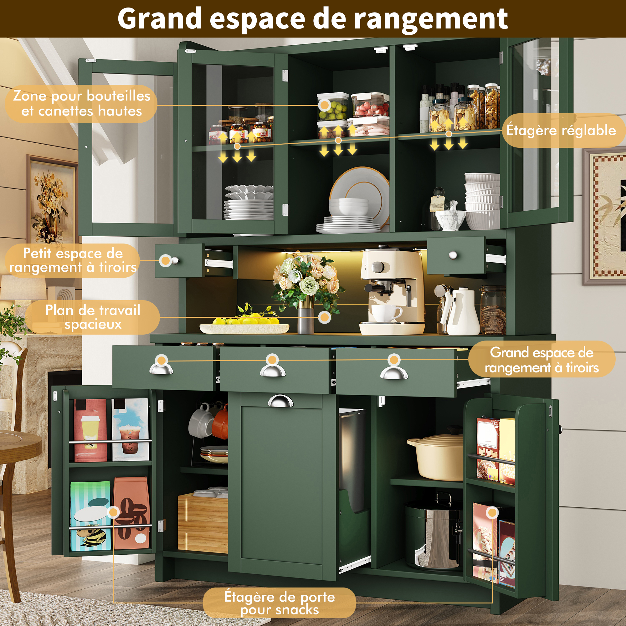 Rangements intérieurs du buffet