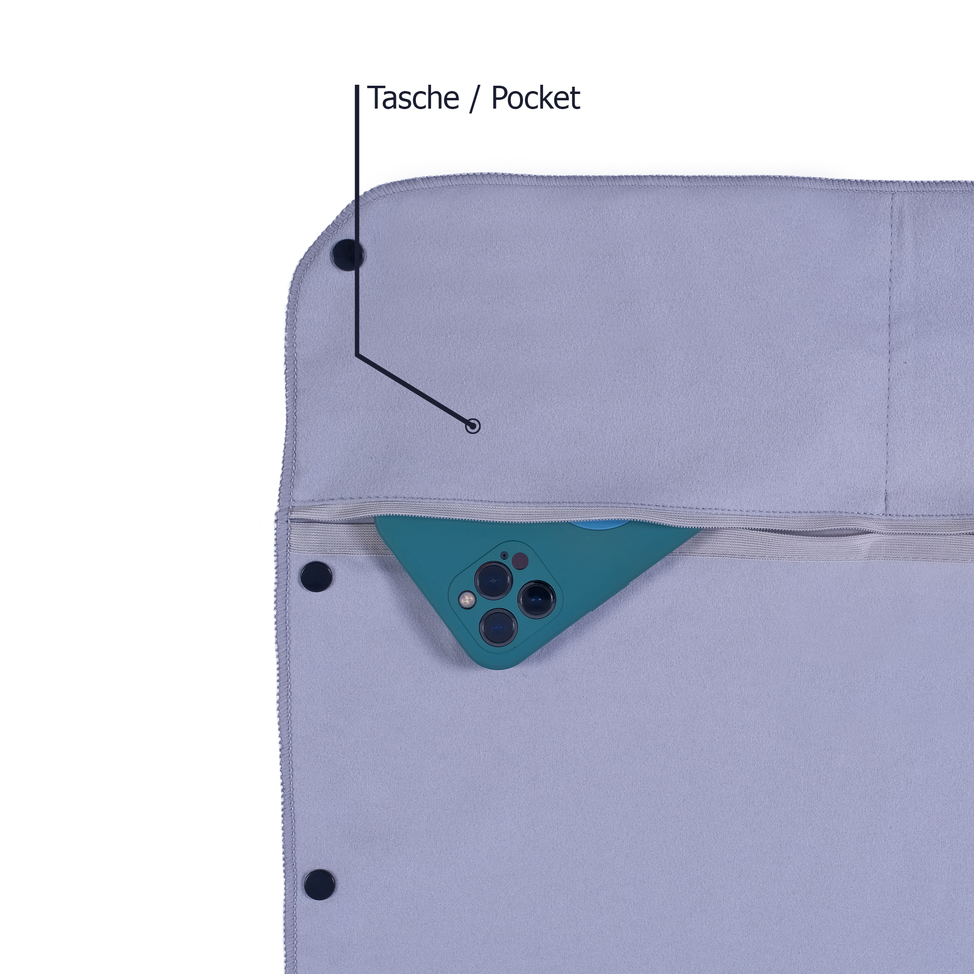 Brielle Fitnesshandtuch rutschfest - Magnet und Reißverschlusstaschen - Bild 26 von 38