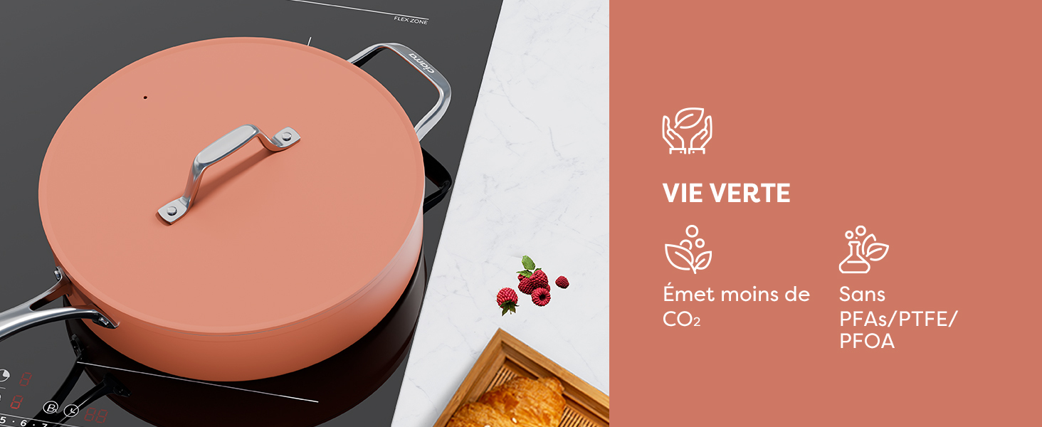 Batterie De Cuisine Ciarra Beyond 4 Pièces - Rose - Antiadhésive - Compatible Induction - Poêle, Sauteuse, Cocotte, Casserole