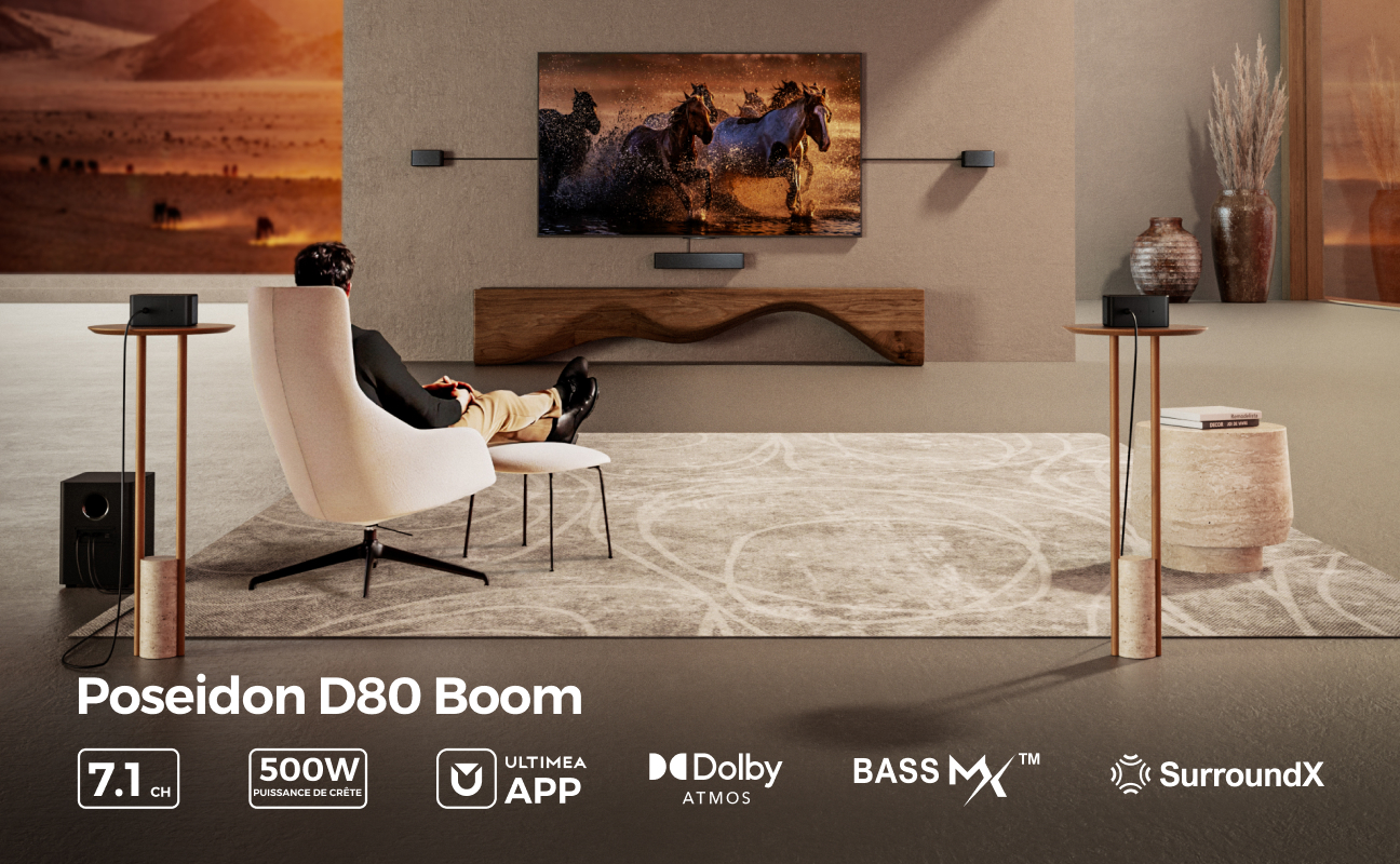 ULTIMEA - Barre De Son 7.1ch Avec Dolby Atmos - 4 Haut-parleurs Surround - Subwoofer - Pour Home Cinéma