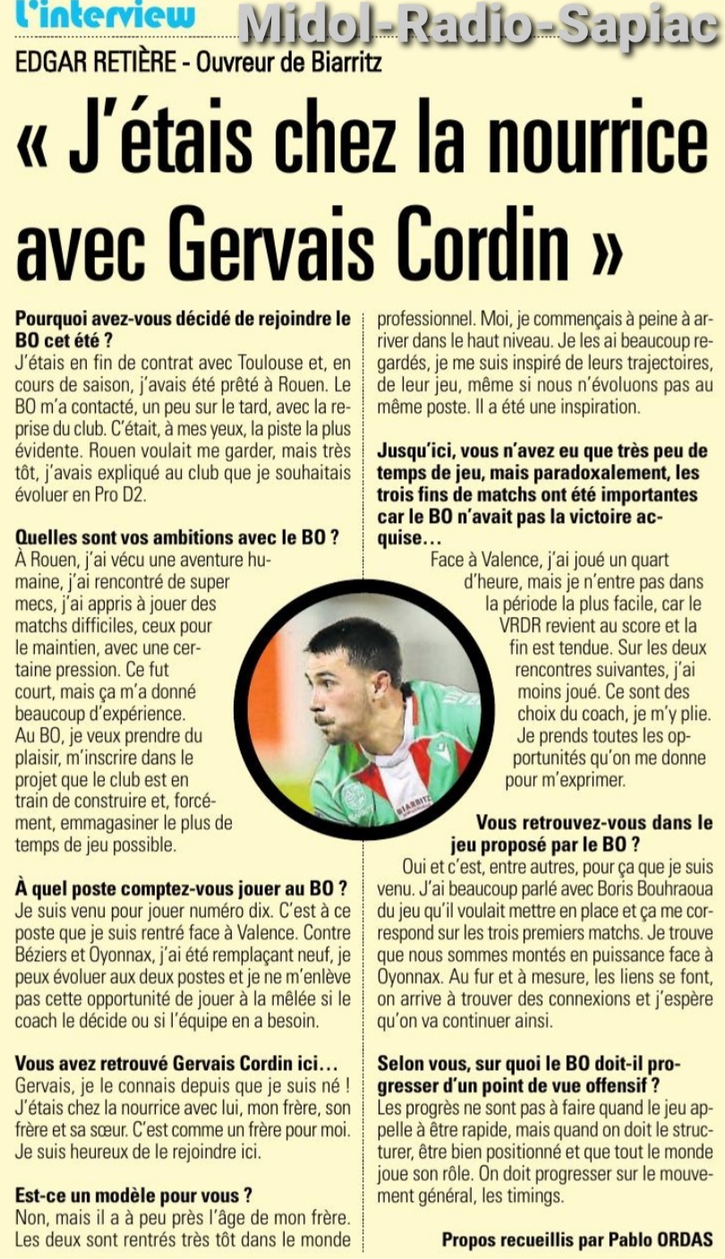 INFOS ce VENDREDI 20 SEPTEMBRE (Matinée) > Pro D2 - J4 > Jour de match > USM / BIARRITZ ce soir 19H Stade de Sapiac > Les COMPOS - ACTUS USM <> RÉSULTAT > En ouverture hier soir stade des Alpes > GRENOBLE 19 - 13 DAX > Retrouvez le CLASSEMENT PROVISOIRE  Bhvbij