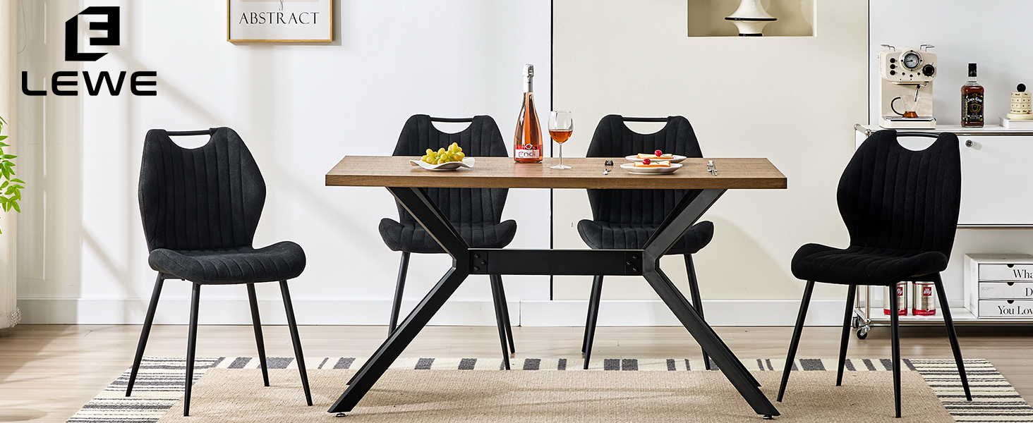 GrandCA HOME Set di 6 Sedie da Pranzo, Sedie da Pranzo Imbottite, Sedie da Cucina Nordiche con Gambe in Metallo, Cuscini in Tessuto a Rombi, Marrone-R