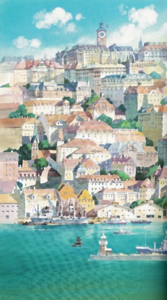 A town with an ocean view A town with an ocean view