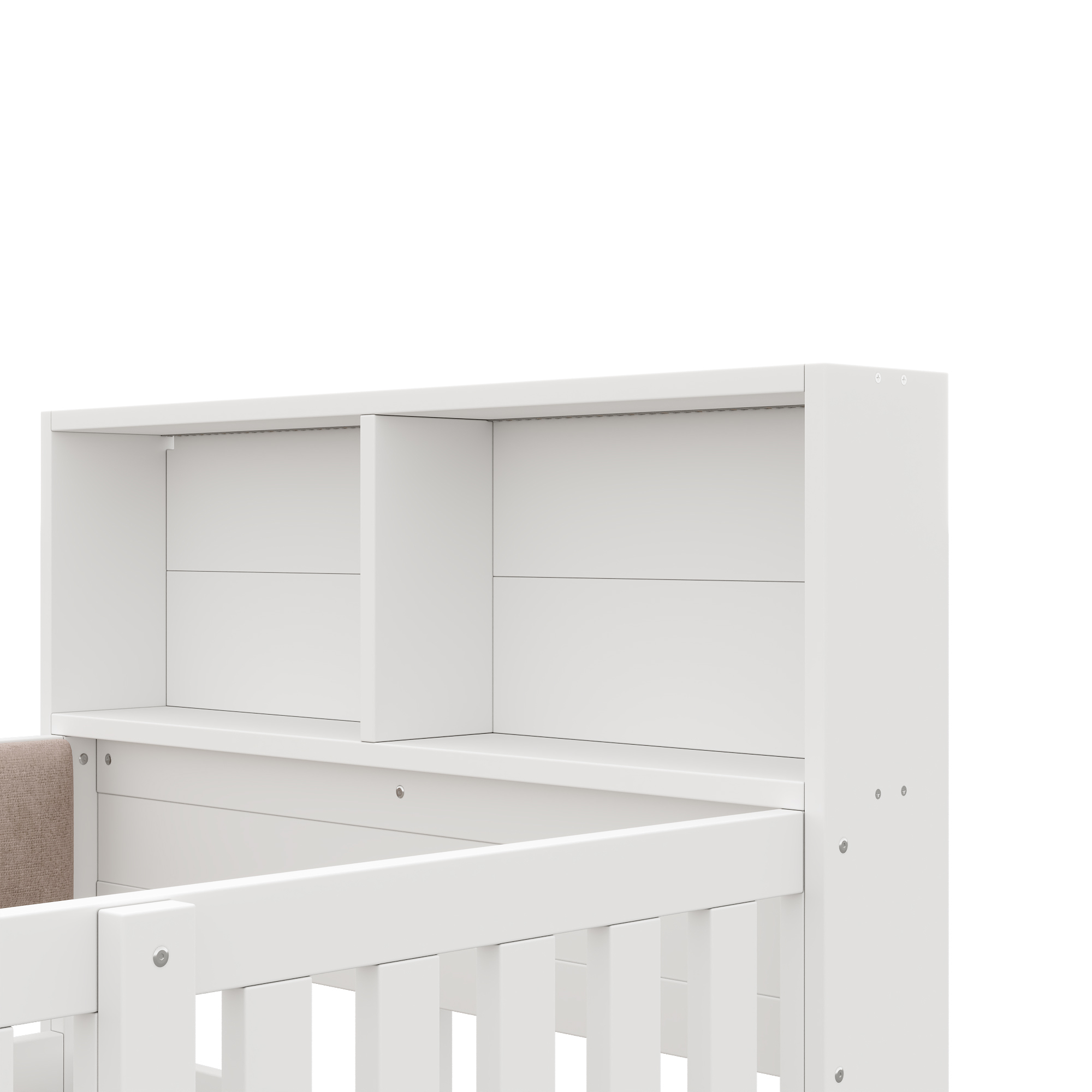 Tête de lit avec compartiments de rangement ouverts
